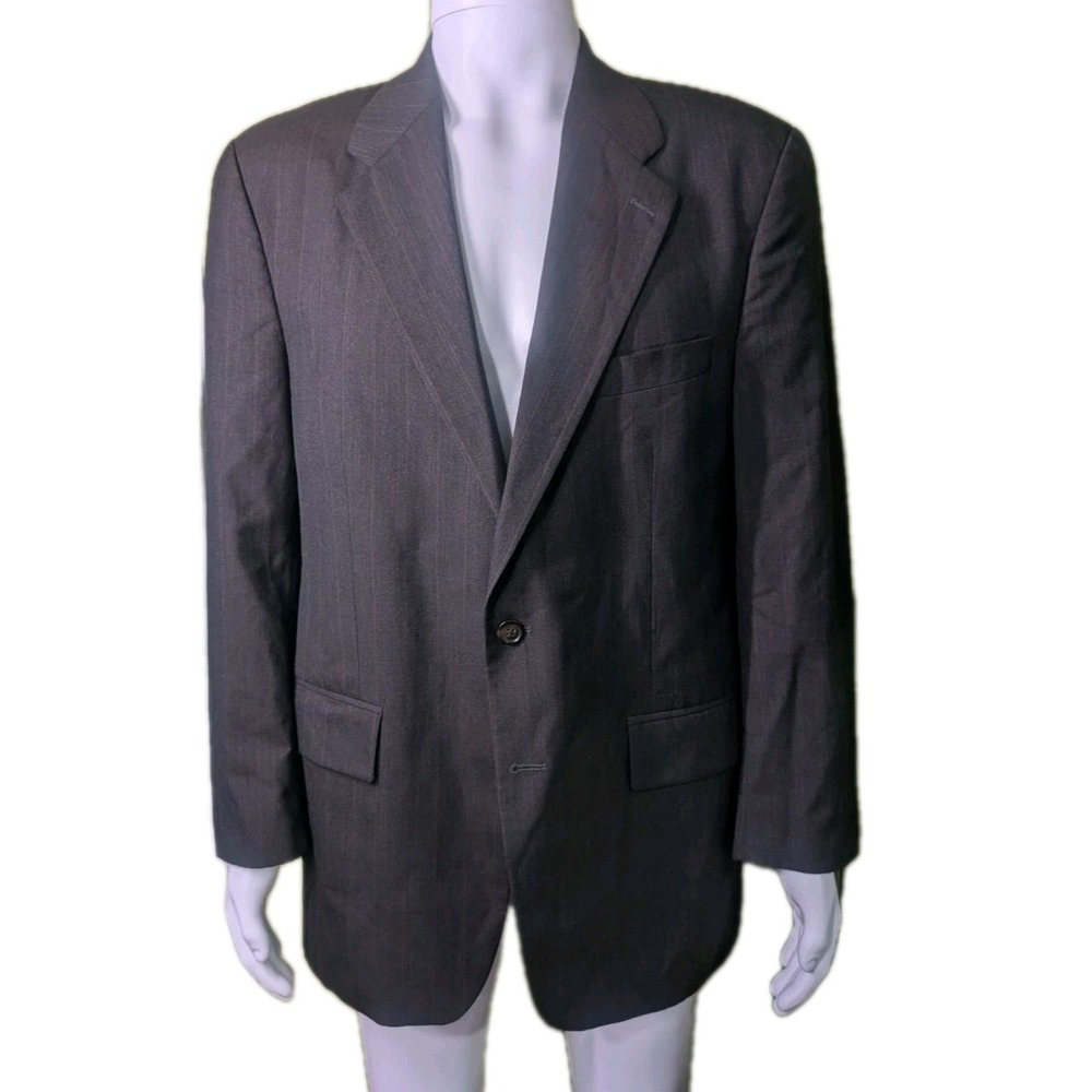 VTG Chaps Ralph Lauren Men's Dark Gray Pinstripe Wool Blazer Size Est 40-42